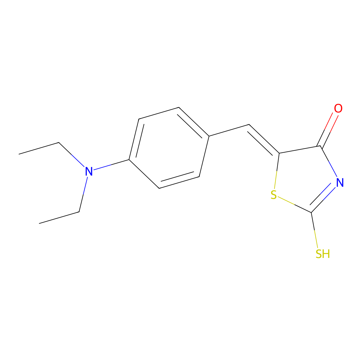 4-Thiazolidinone, 5-((4-(diethylamino)phenyl)methylene)-2-thioxo- molecular structure, CAS 35778-58-6
