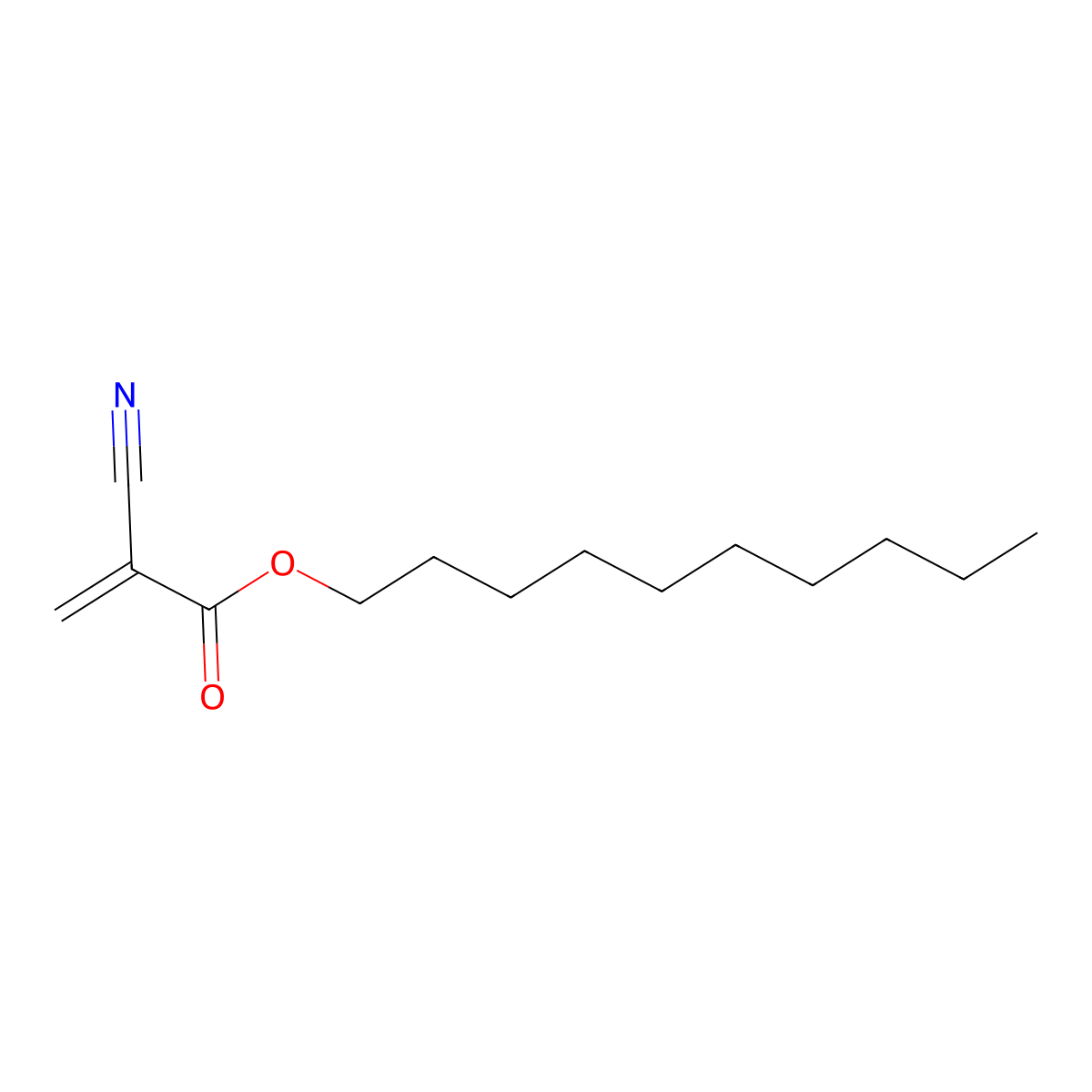 Decyl 2-cyanoacrylate molecular structure, CAS 3578-07-2