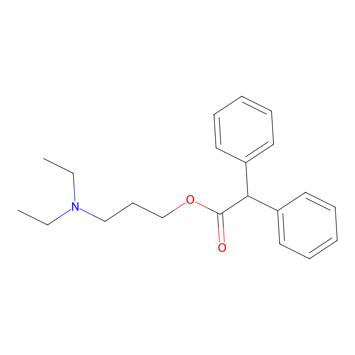 Acetic acid, 2,2-diphenyl-, 3-(diethylamino)propyl ester molecular structure, CAS 3578-28-7