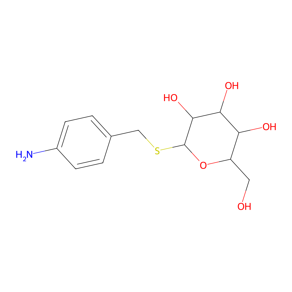 2-[(4-Aminophenyl)methylsulfanyl]-6-(hydroxymethyl)oxane-3,4,5-triol molecular structure, CAS 35785-20-7