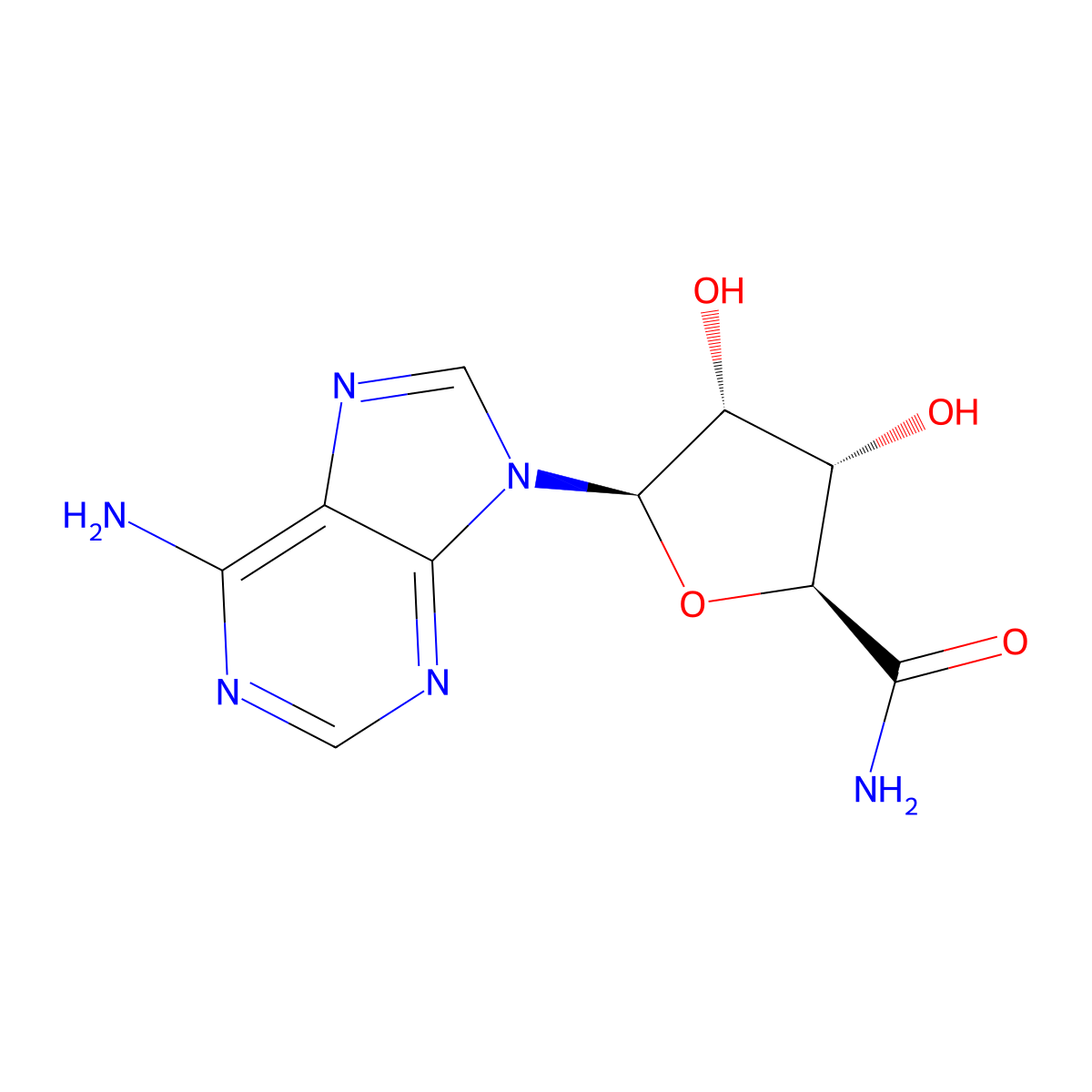 1-(6-Amino-9H-purin-9-yl)-1-deoxy-beta-D-ribofuranuronamide molecular structure, CAS 35788-21-7