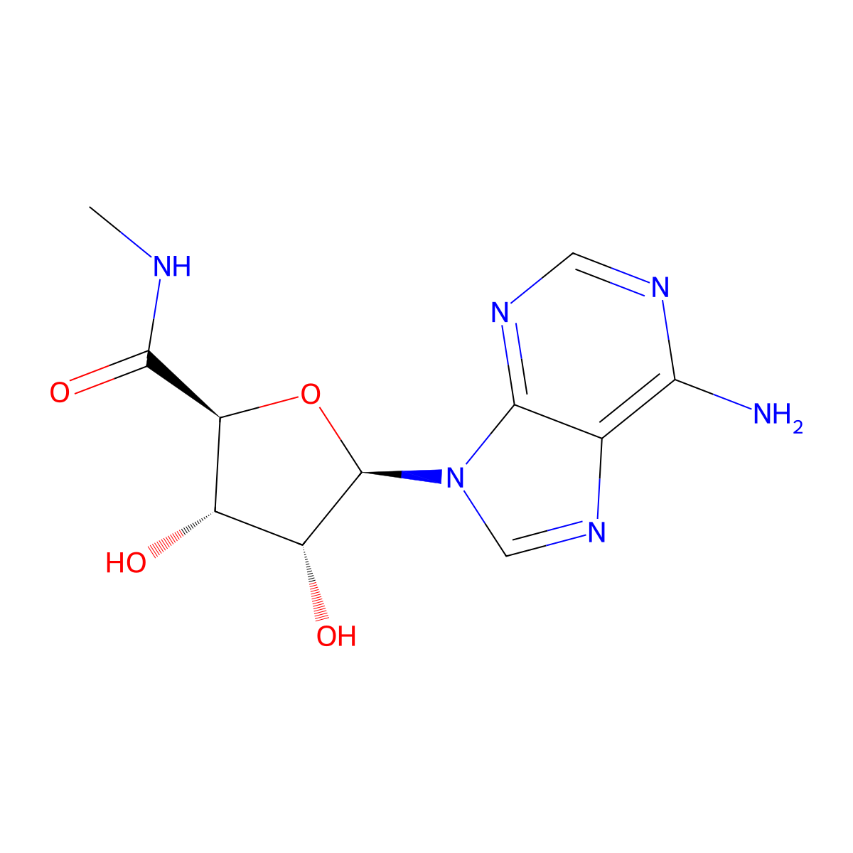 1-(6-Amino-9H-purin-9-yl)-1-deoxy-N-methyl-beta-D-ribofuranuronamide molecular structure, CAS 35788-27-3