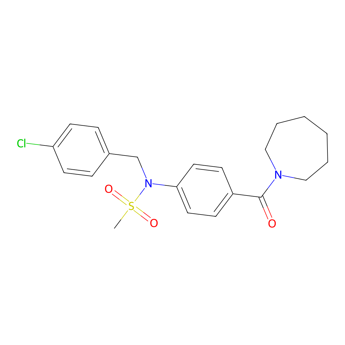 N-[4-(azepane-1-carbonyl)phenyl]-N-[(4-chlorophenyl)methyl]methanesulfonamide molecular structure, CAS 357932-14-0
