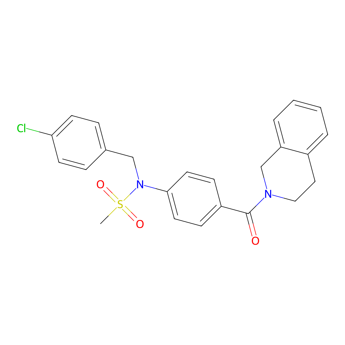 N-[(4-chlorophenyl)methyl]-N-[4-(3,4-dihydro-1H-isoquinoline-2-carbonyl)phenyl]methanesulfonamide molecular structure, CAS 357932-15-1