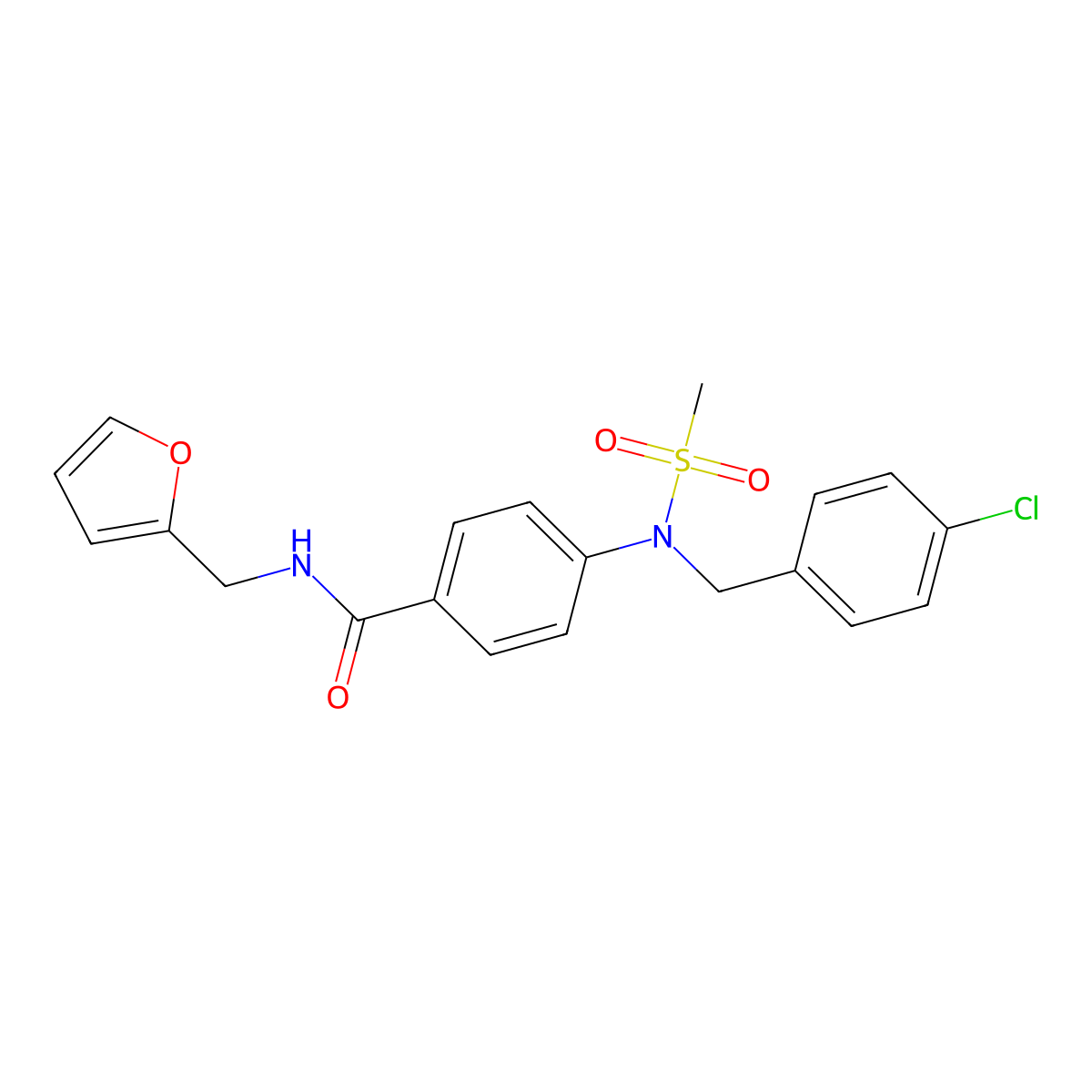 4-[(4-chlorophenyl)methyl-methylsulfonylamino]-N-(furan-2-ylmethyl)benzamide molecular structure, CAS 357932-39-9