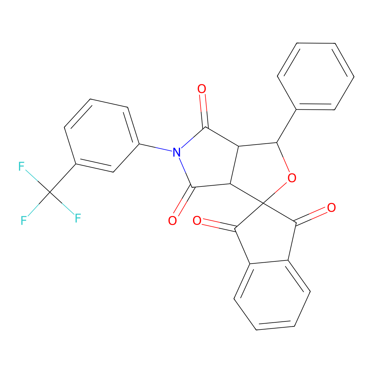 3-phenyl-5-[3-(trifluoromethyl)phenyl]-3a,6a-dihydrospiro[furo[3,4-c]pyrrole-1,2'-indene]-1',3',4,6(3H,5H)-tetrone molecular structure, CAS 357932-90-2