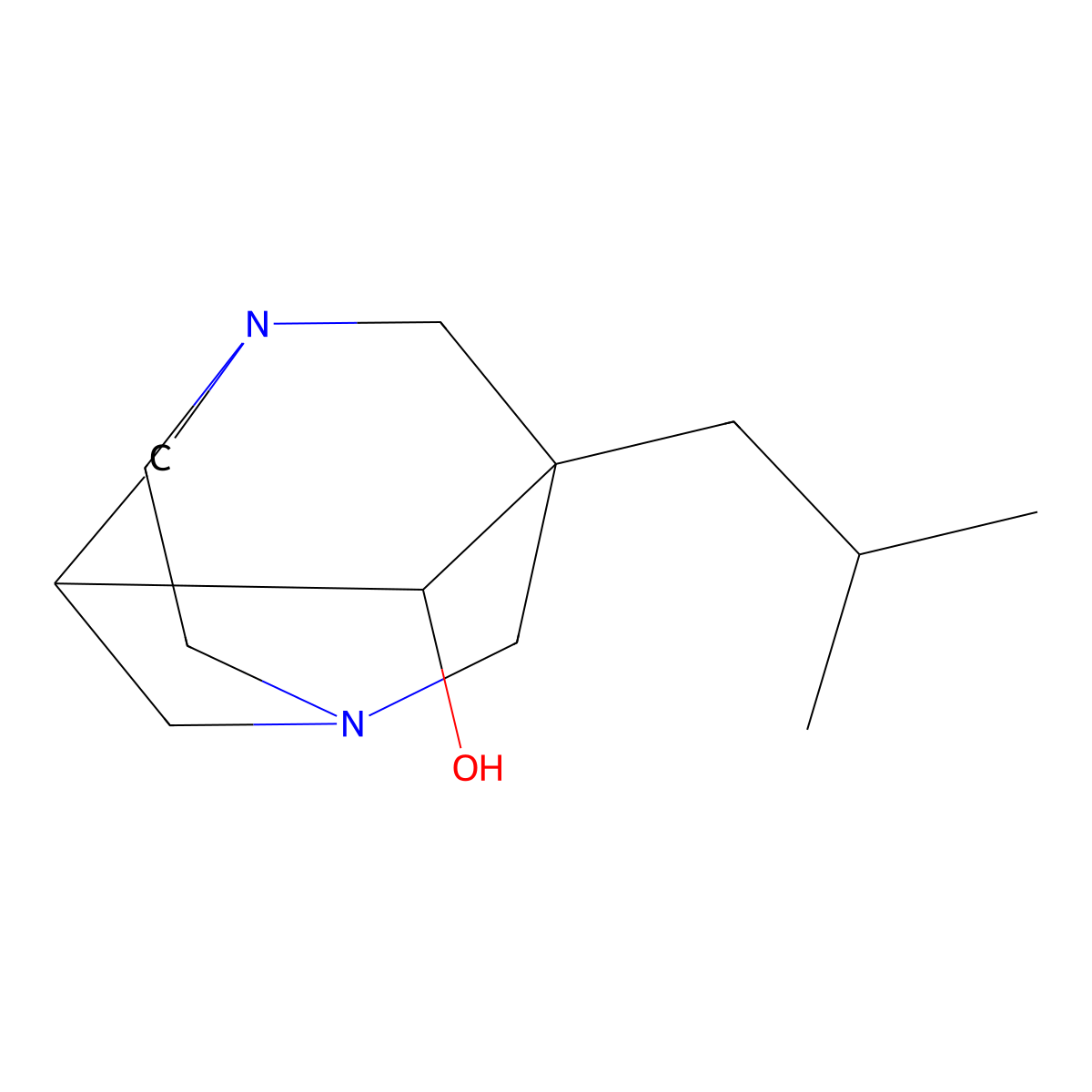 1-Isobutyl-3,6-diazatricyclo[4.3.1.1~3,8~]undecan-9-ol molecular structure, CAS 357933-16-5
