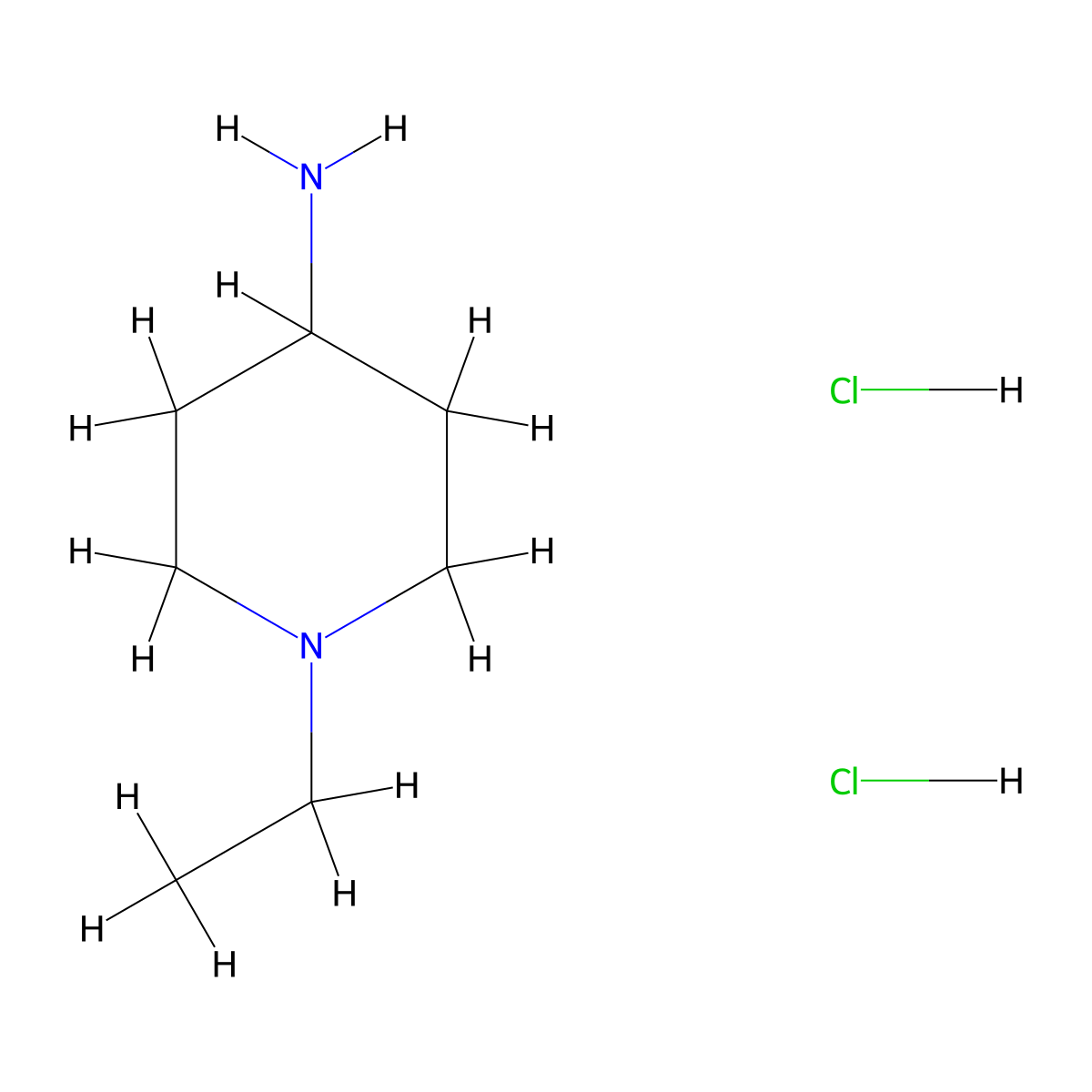 1-Ethylpiperidin-4-amine dihydrochloride molecular structure, CAS 357935-97-8