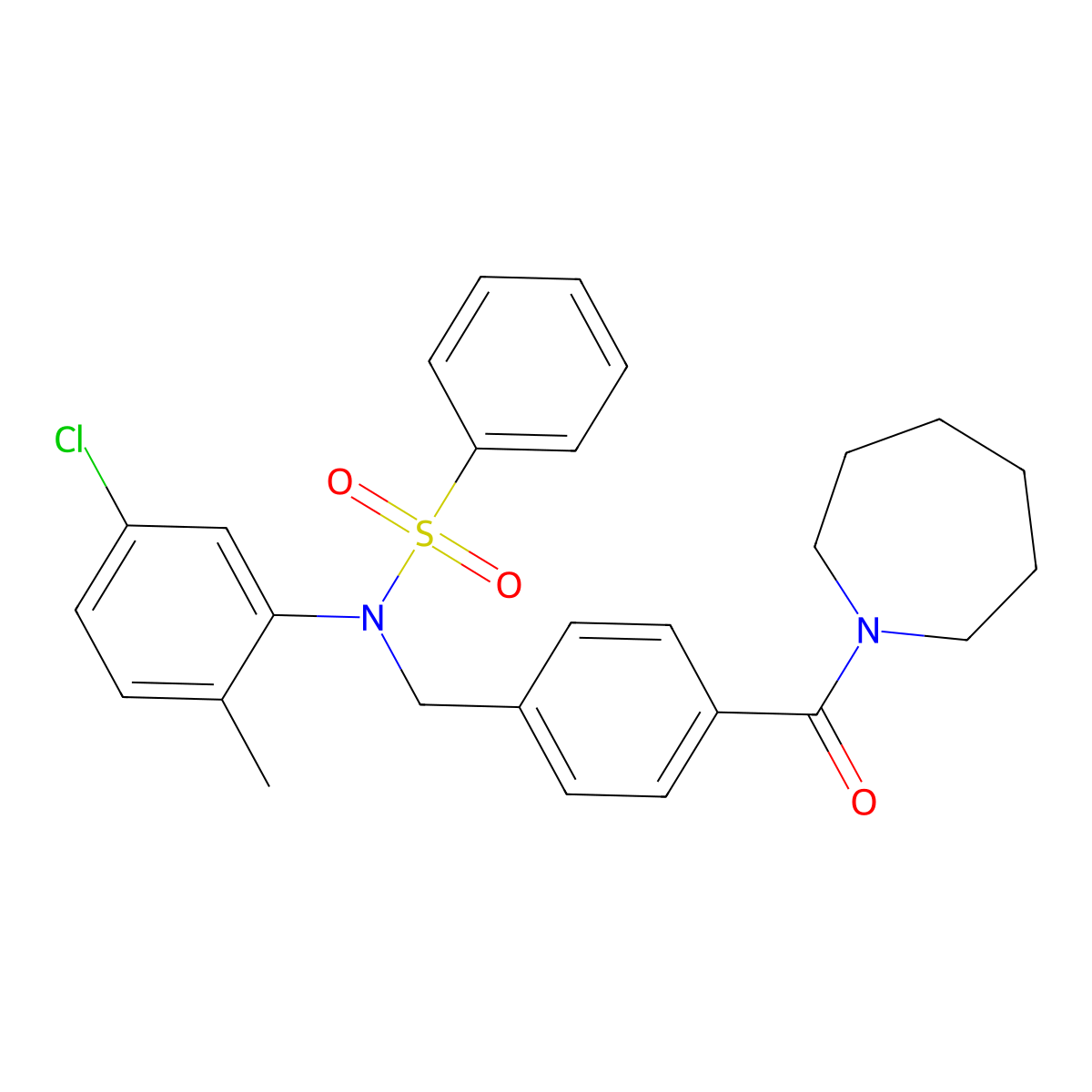 N-[[4-(azepane-1-carbonyl)phenyl]methyl]-N-(5-chloro-2-methylphenyl)benzenesulfonamide molecular structure, CAS 357936-00-6