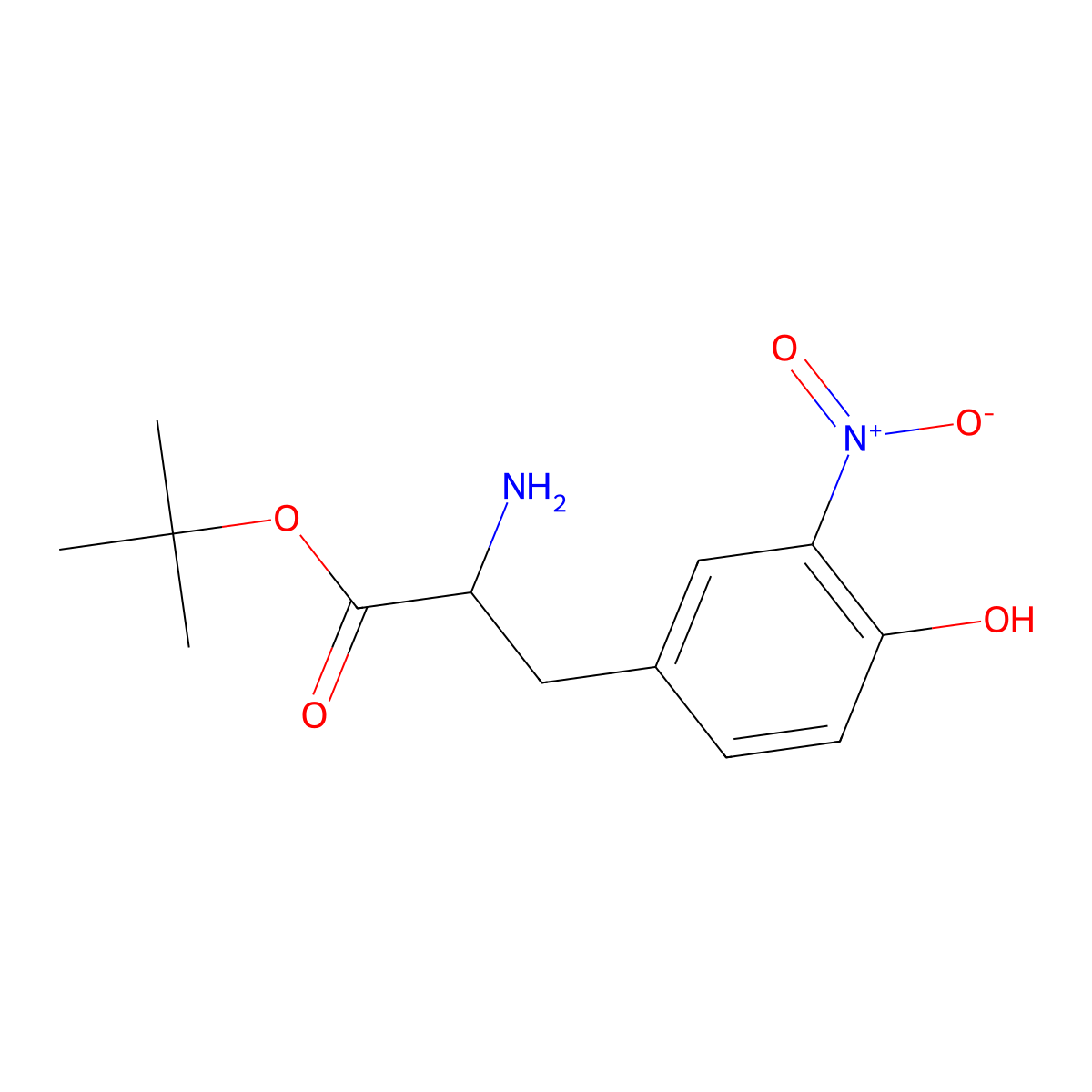 tert-butyl (2S)-2-amino-3-(4-hydroxy-3-nitrophenyl)propanoate molecular structure, CAS 357958-56-6