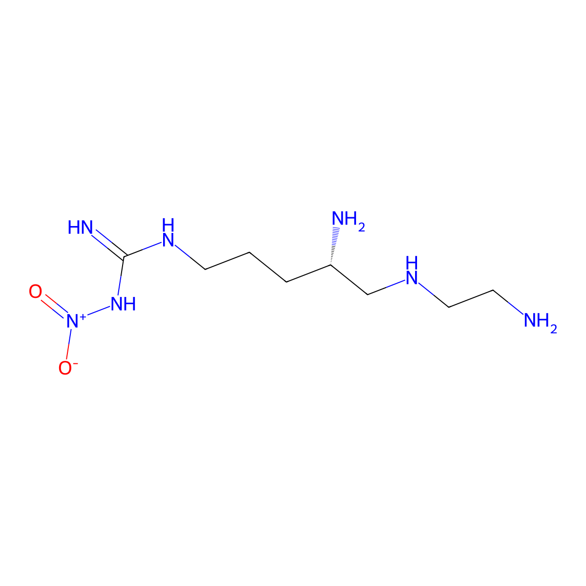 N-((4S)-4-Amino-5-((2-aminoethyl)amino)pentyl)-N'-nitroguanidine molecular structure, CAS 357965-98-1