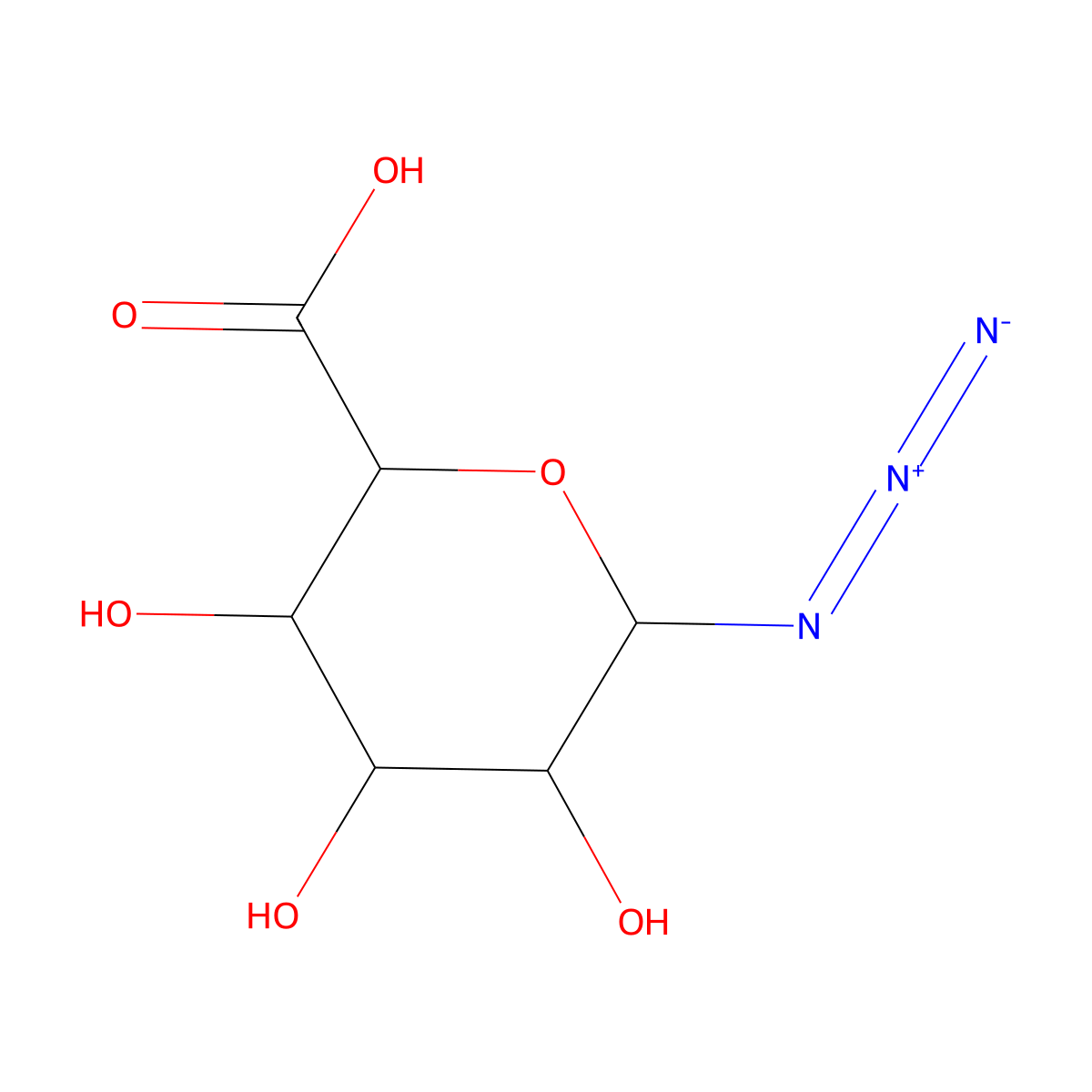 (2S,3S,4S,5R,6R)-6-azido-3,4,5-trihydroxyoxane-2-carboxylic acid molecular structure, CAS 357981-14-7