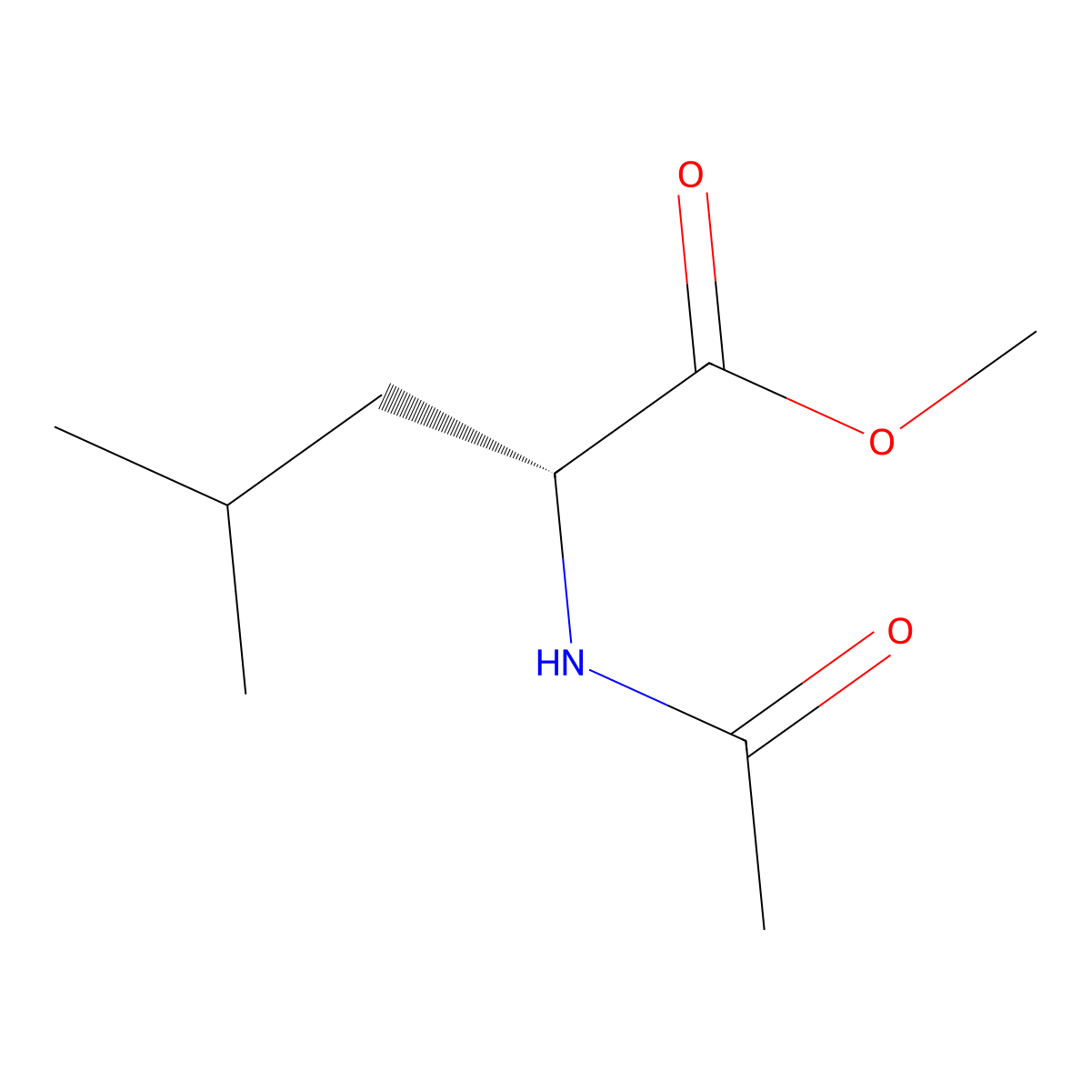 Methyl (2R)-2-acetamido-4-methylpentanoate molecular structure, CAS 35799-87-2
