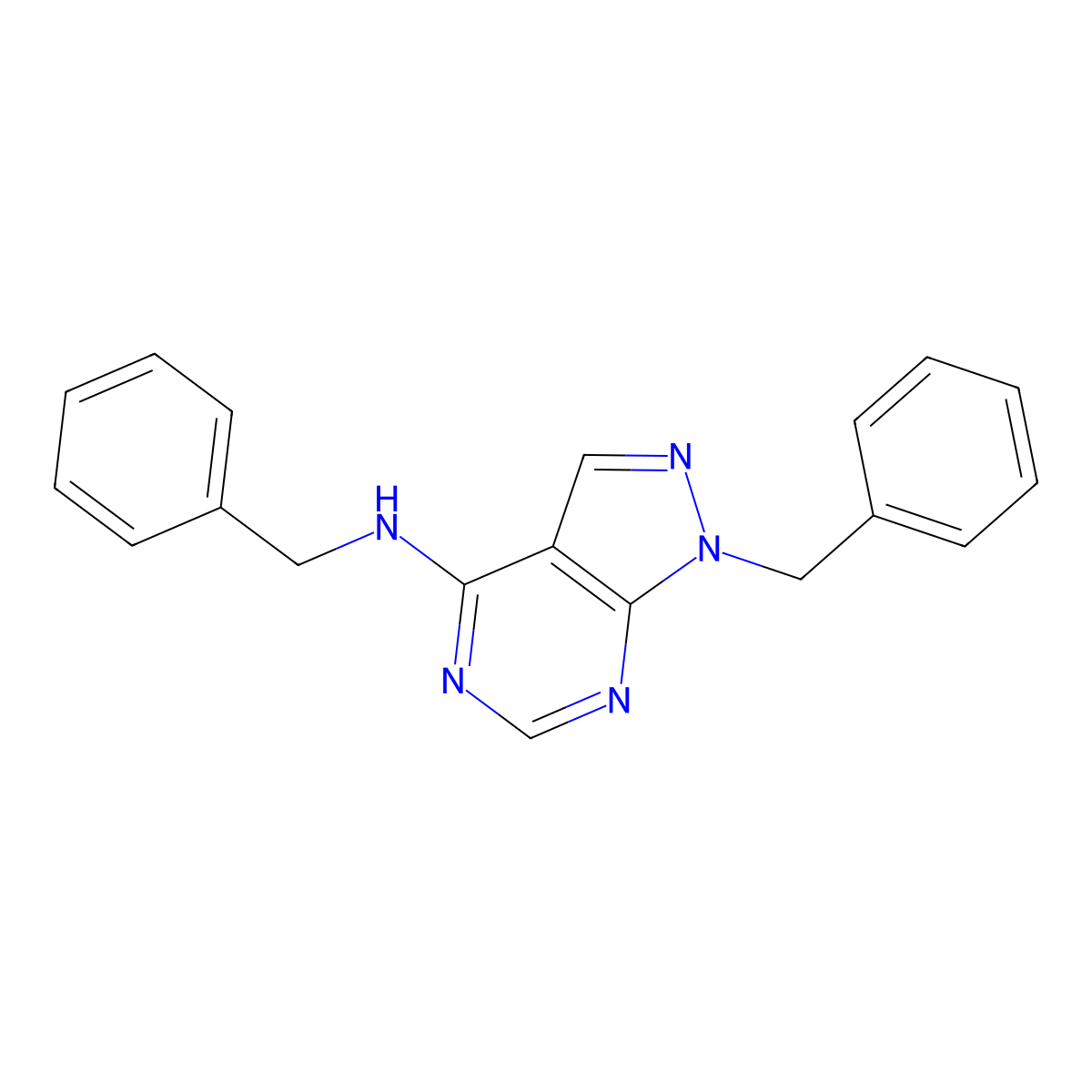 N,1-Dibenzyl-1H-pyrazolo[3,4-d]pyrimidin-4-amine molecular structure, CAS 35801-14-0