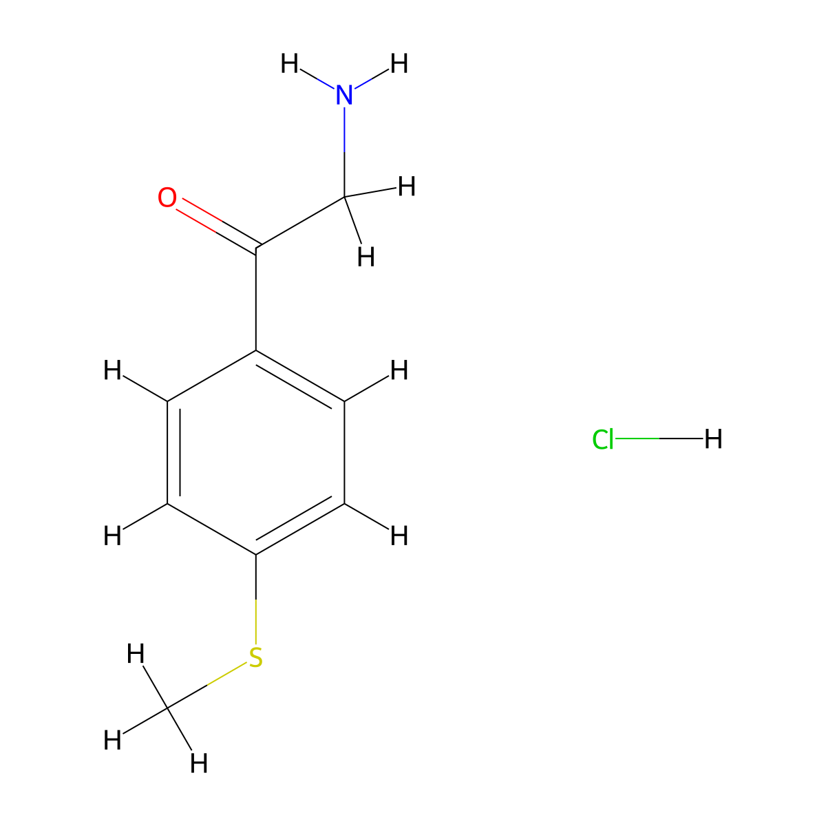 2-Amino-1-(4-(methylsulfanyl)phenyl)ethan-1-one hydrochloride molecular structure, CAS 35801-81-1
