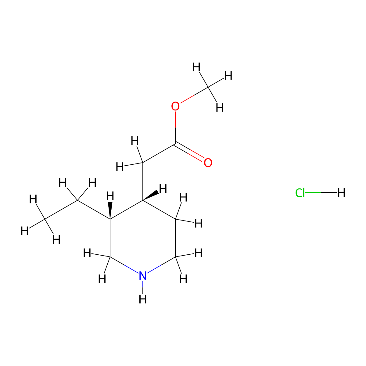 methyl 2-((3R,4S)-3-ethylpiperidin-4-yl)acetate hydrochloride molecular structure, CAS 35802-12-1