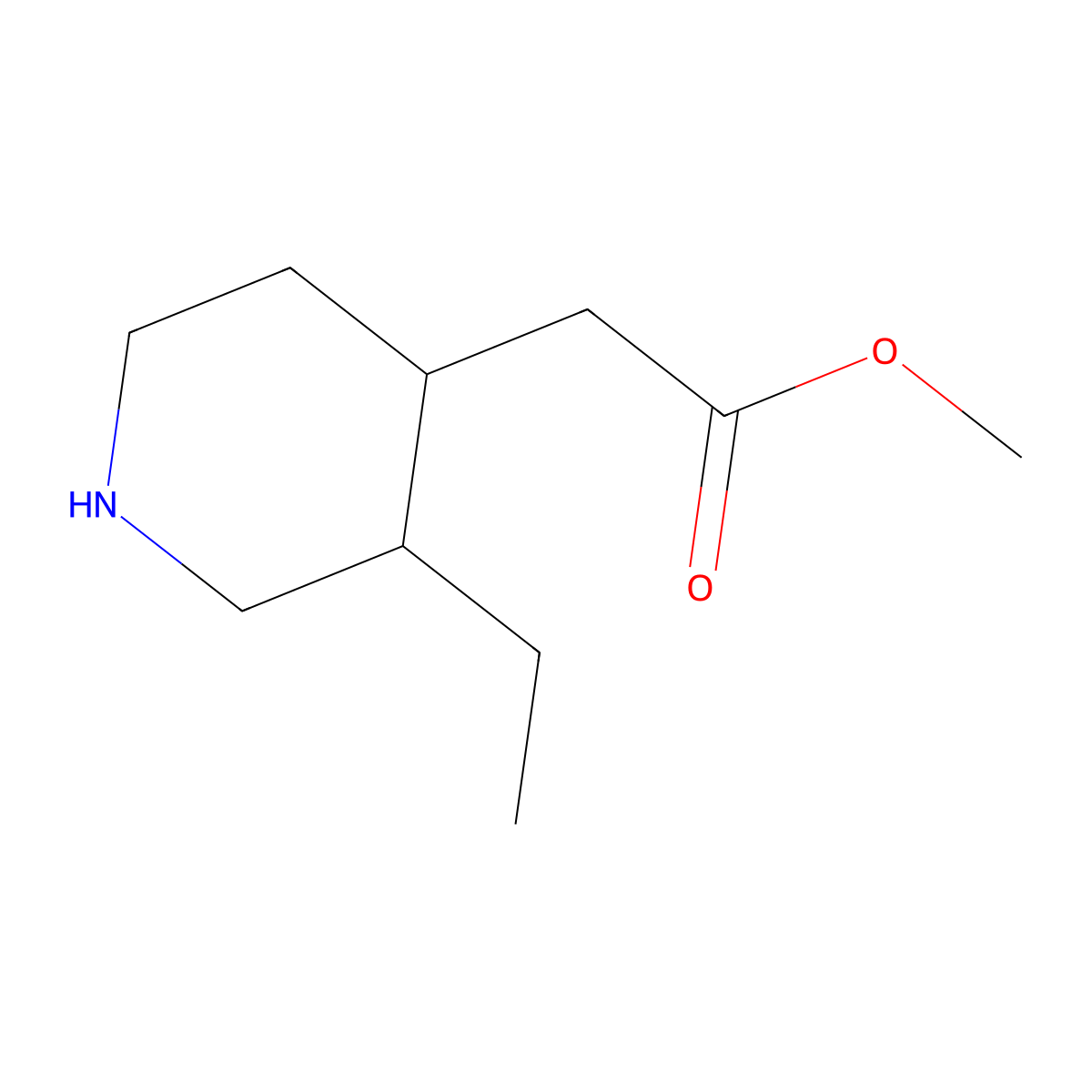 methyl 2-[(3R,4S)-3-ethylpiperidin-4-yl]acetate molecular structure, CAS 35802-17-6