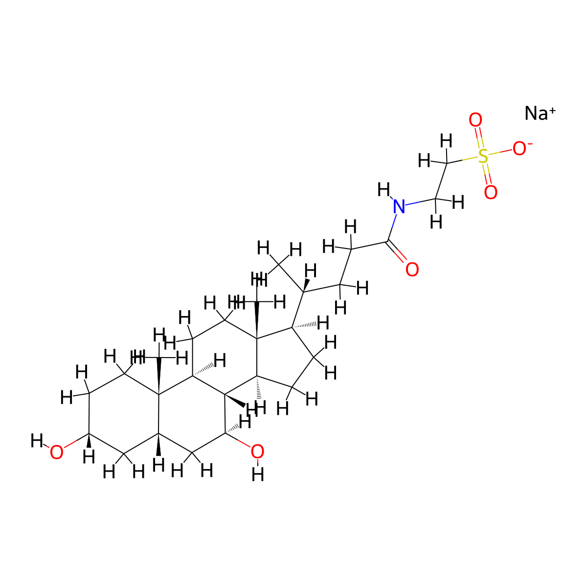 Taurursodiol sodium molecular structure, CAS 35807-85-3