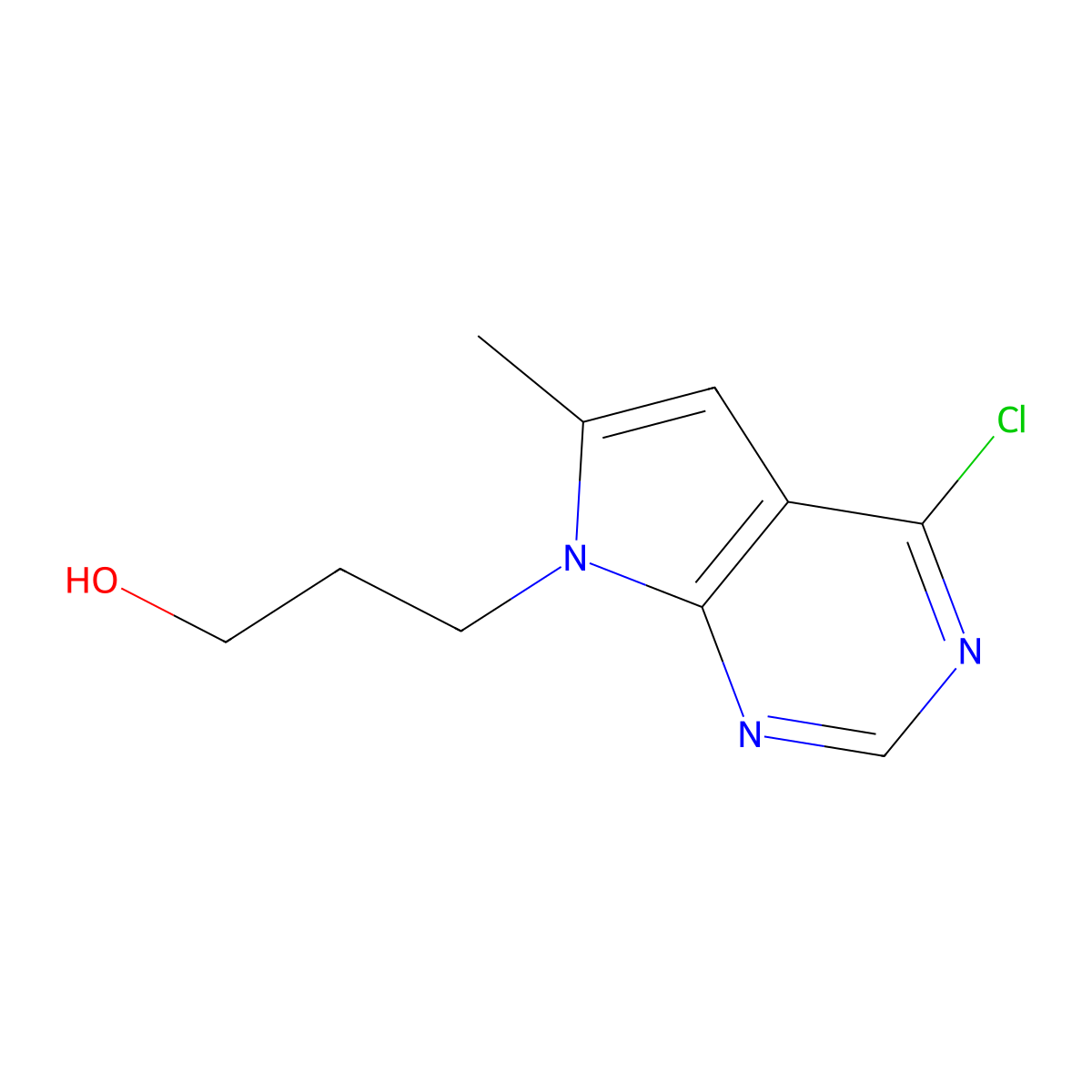 3-(4-Chloro-6-methyl-7H-pyrrolo[2,3-d]pyrimidin-7-yl)propan-1-ol molecular structure, CAS 35808-64-1