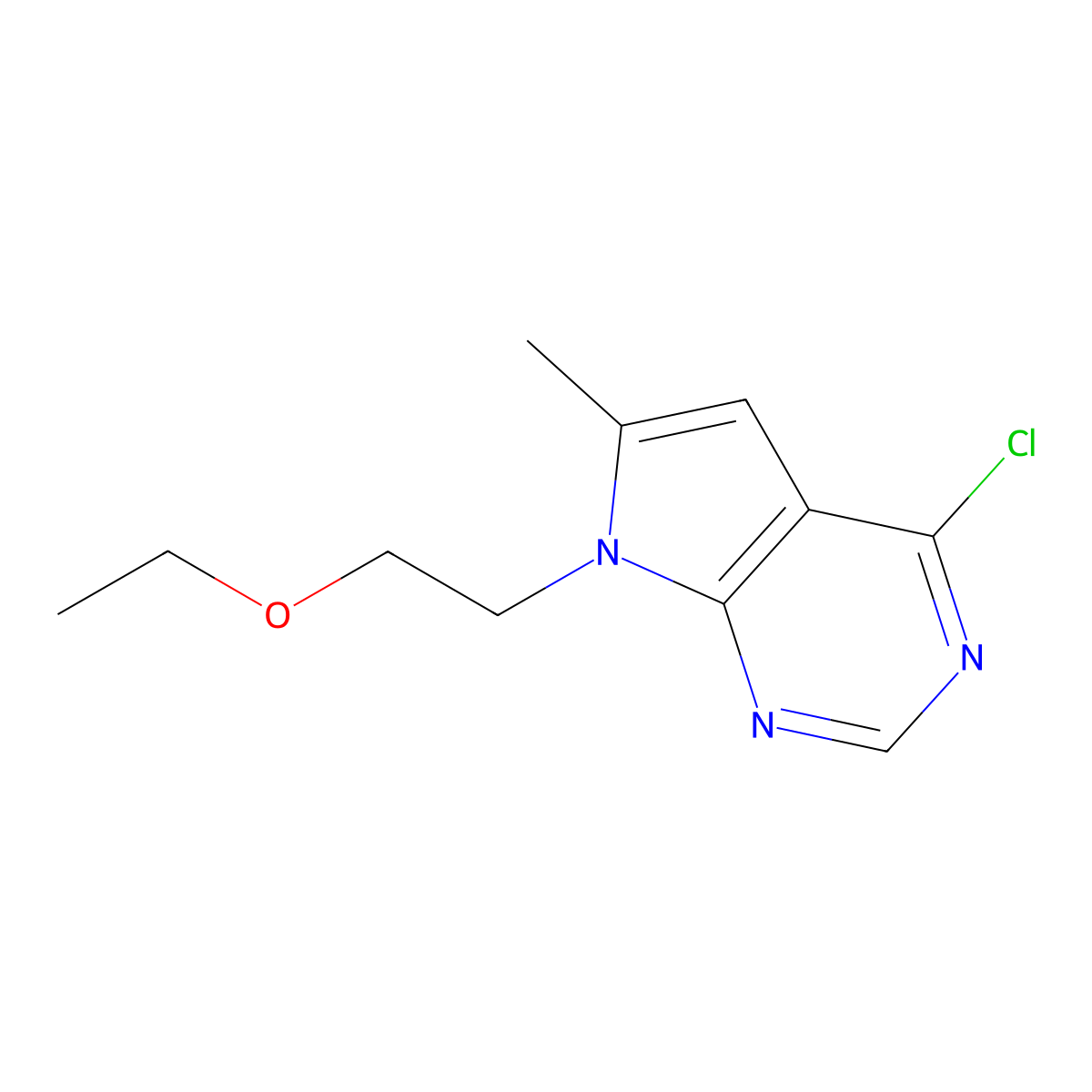 4-Chloro-7-(2-ethoxyethyl)-6-methyl-7H-pyrrolo[2,3-d]pyrimidine molecular structure, CAS 35808-66-3