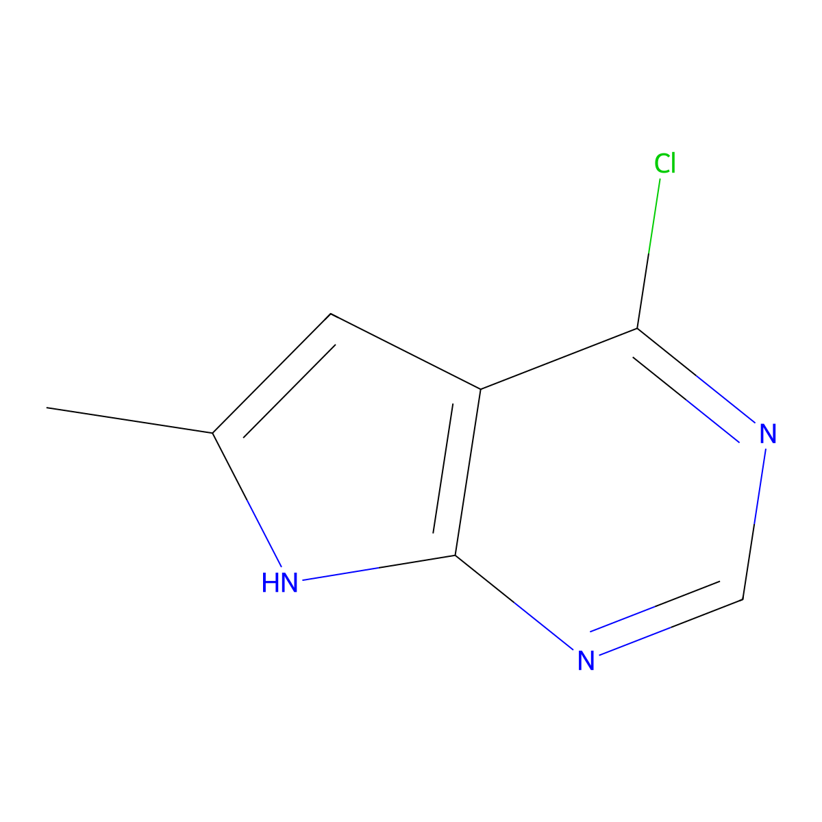 4-chloro-6-methyl-7H-pyrrolo[2,3-d]pyrimidine molecular structure, CAS 35808-68-5