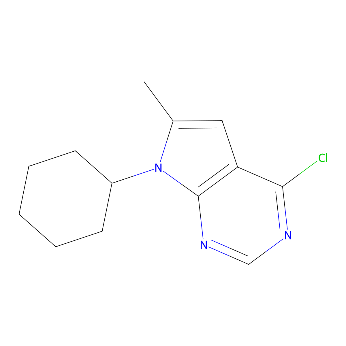 4-Chloro-7-cyclohexyl-6-methyl-7H-pyrrolo[2,3-d]pyrimidine molecular structure, CAS 35808-70-9