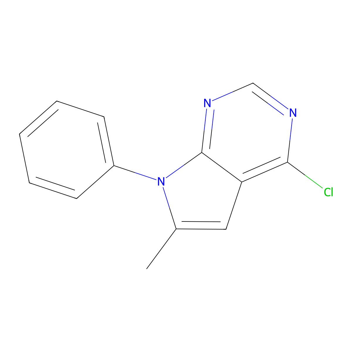 4-Chloro-6-methyl-7-phenyl-7H-pyrrolo[2,3-d]pyrimidine molecular structure, CAS 35808-71-0