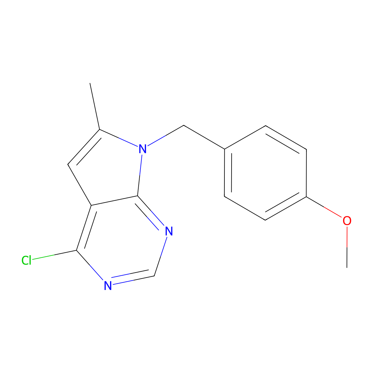 4-Chloro-7-(4-methoxybenzyl)-6-methyl-7H-pyrrolo[2,3-d]pyrimidine molecular structure, CAS 35808-74-3