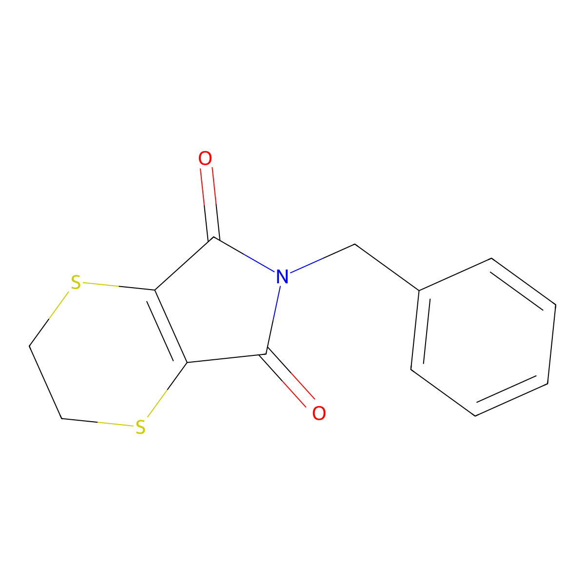 5H-1,4-Dithiino(2,3-c)pyrrole-5,7(6H)-dione, 2,3-dihydro-6-(phenylmethyl)- molecular structure, CAS 35809-78-0