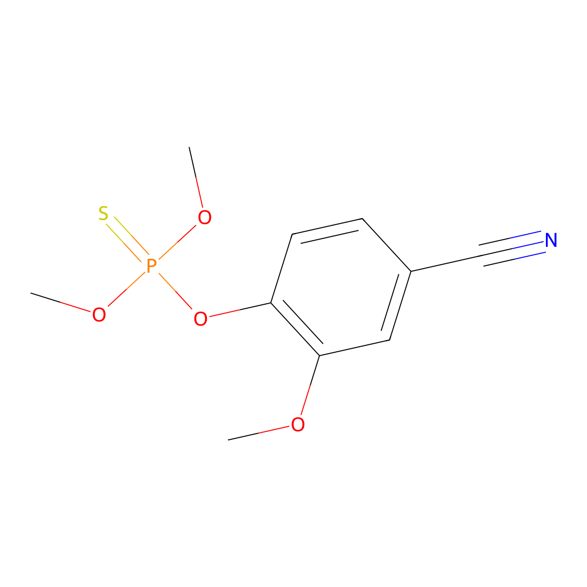 O-(4-Cyano-2-methoxyphenyl) O,O-dimethyl phosphorothioate molecular structure, CAS 3581-11-1