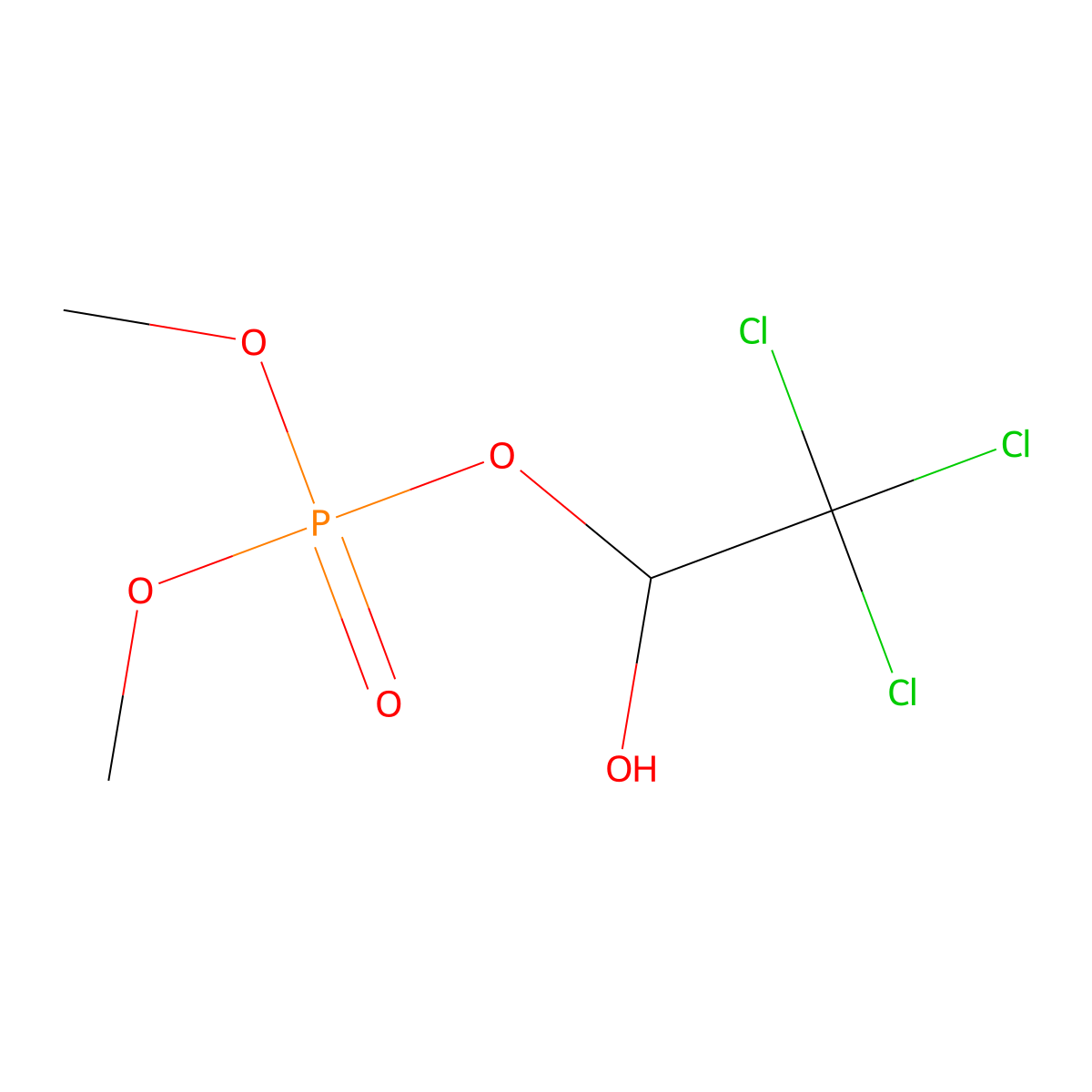 O,O-Dimethyl 2,2,2-trichloro-1-hydroxyethyl phosphate molecular structure, CAS 3581-16-6