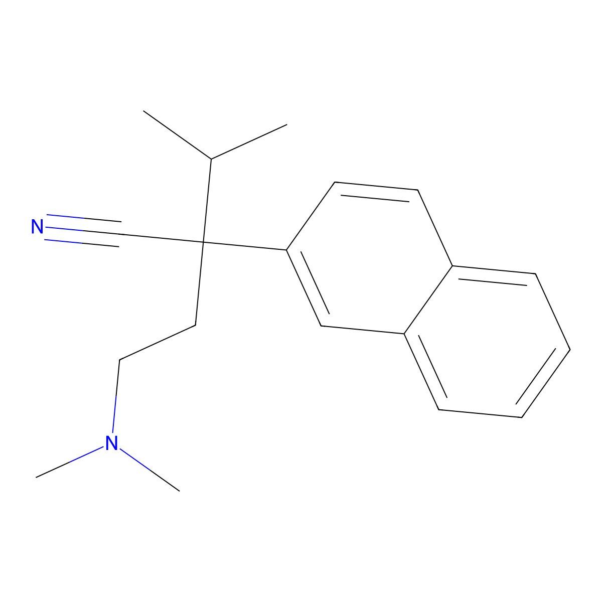 2-Naphthaleneacetonitrile, alpha-(2-(dimethylamino)ethyl)-alpha-isopropyl- molecular structure, CAS 3582-42-1