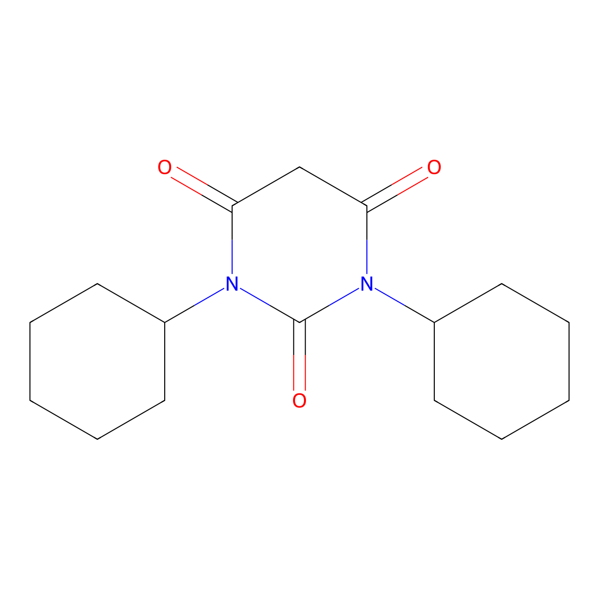 1,3-Dicyclohexyl-2,4,6(1H,3H,5H)-pyrimidinetrione molecular structure, CAS 35824-91-0