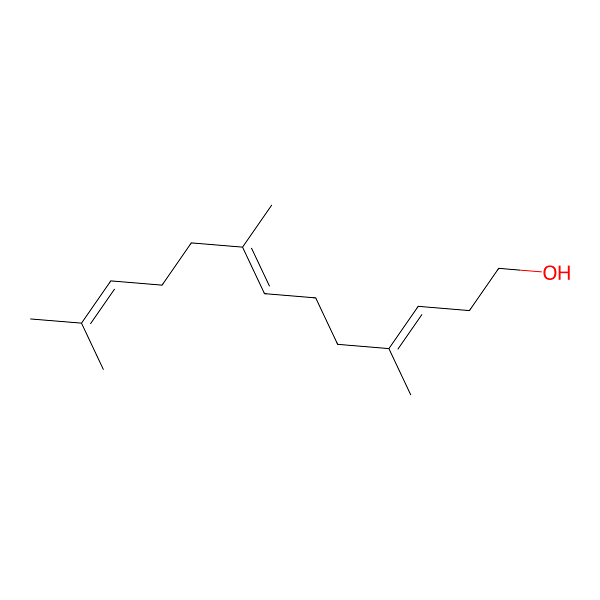 4,8,12-Trimethyltrideca-3,7,11-trien-1-OL molecular structure, CAS 35826-67-6