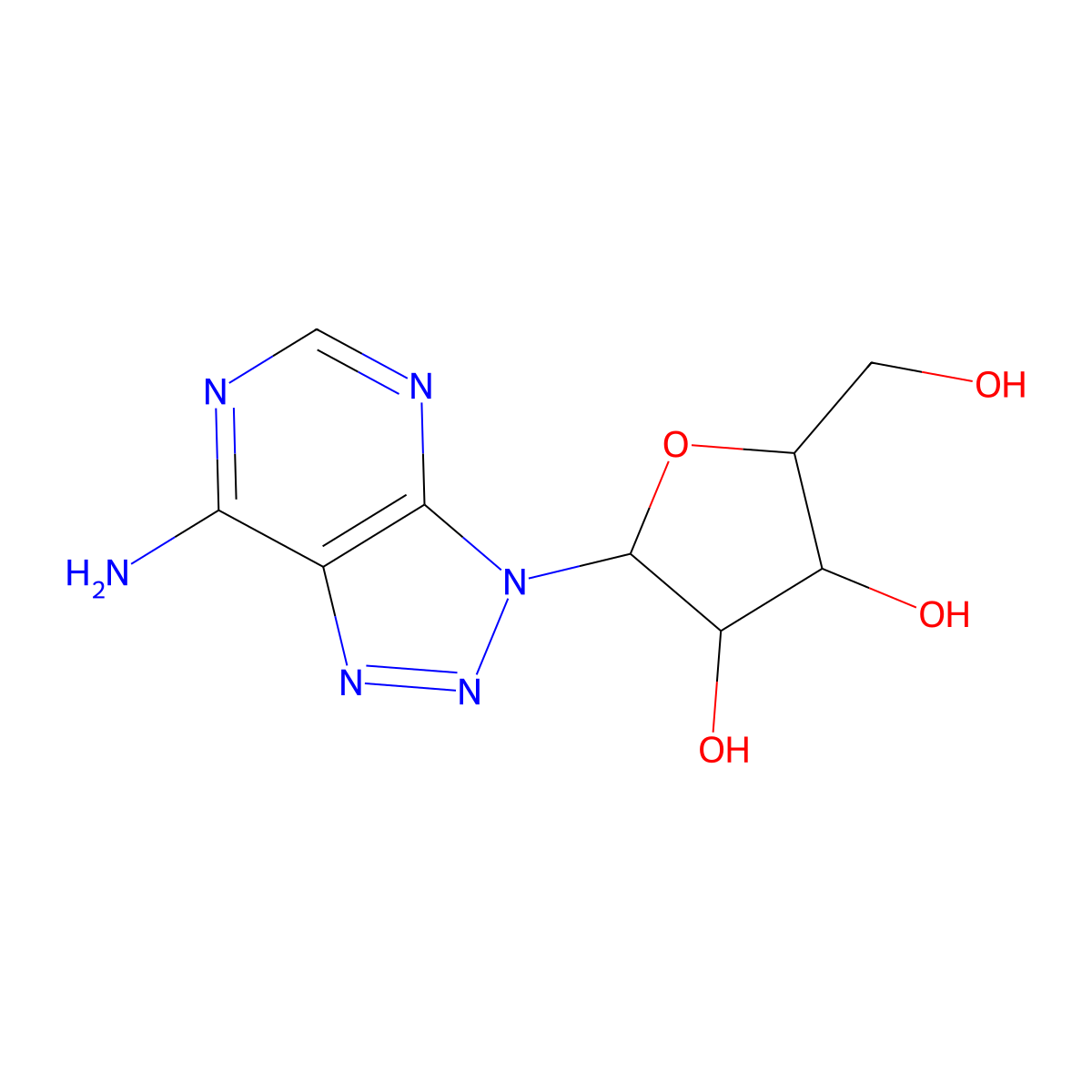 3-Pentofuranosyl-3h-[1,2,3]triazolo[4,5-d]pyrimidin-7-amine molecular structure, CAS 35827-88-4