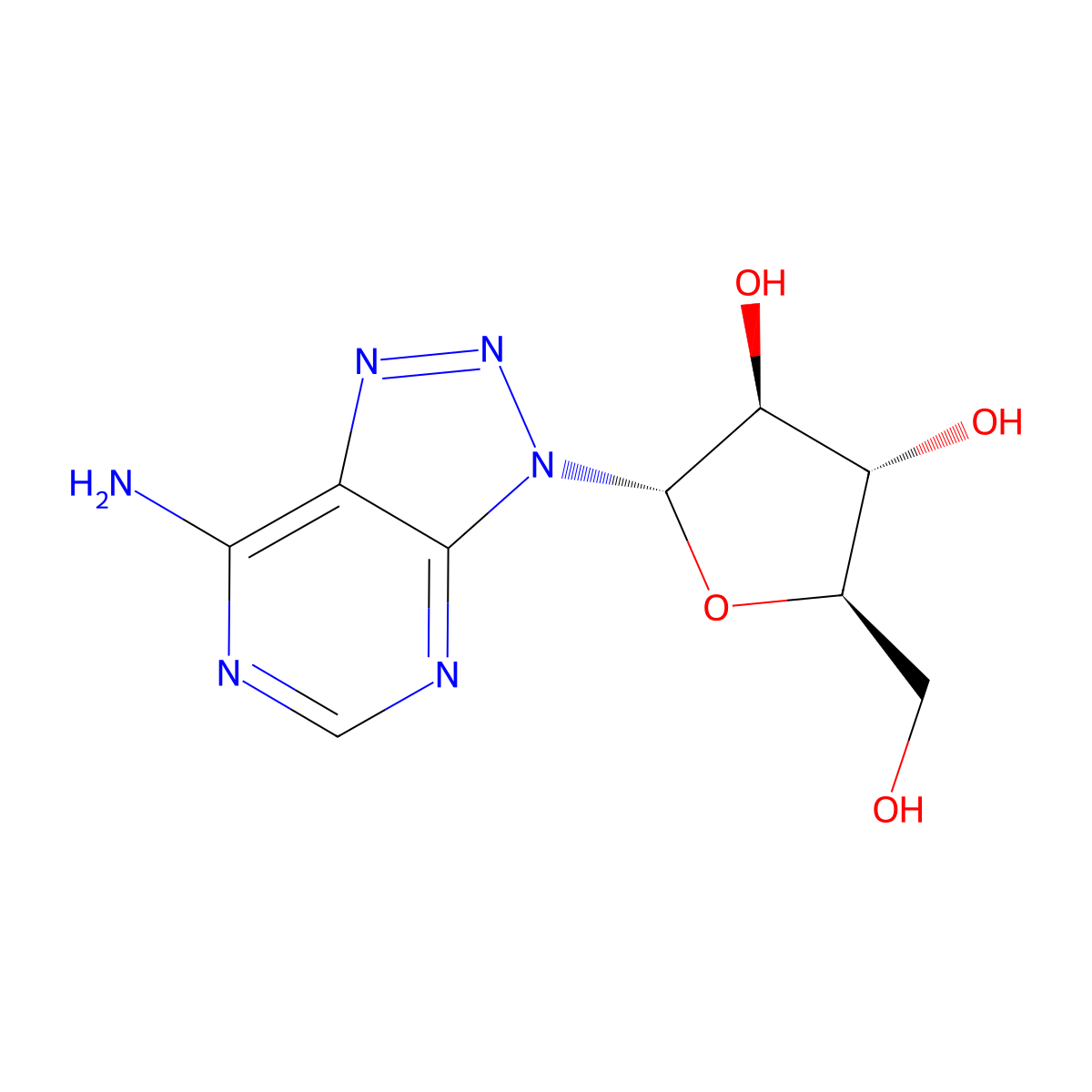 9-alpha-Arabinofuranosyl-8-azaadenine molecular structure, CAS 35827-89-5