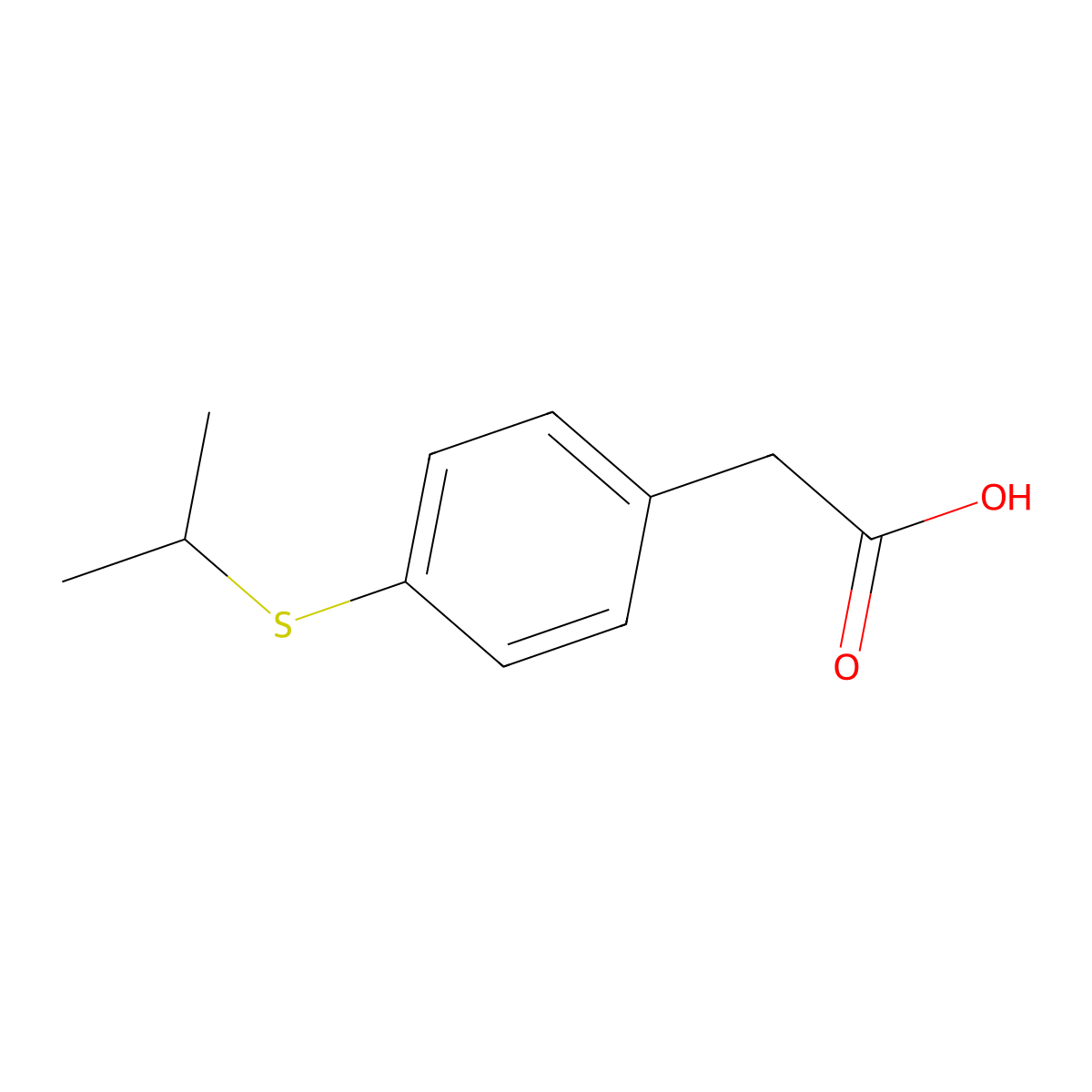 Benzeneacetic acid, 4-((1-methylethyl)thio)- molecular structure, CAS 3583-60-6