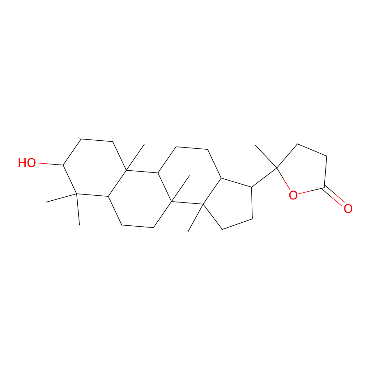 3alpha,20-Dihydroxy-4,4,14-trimethyl-18-nor-5alpha-cholan-24-oic acid gamma-lactone molecular structure, CAS 35833-72-8