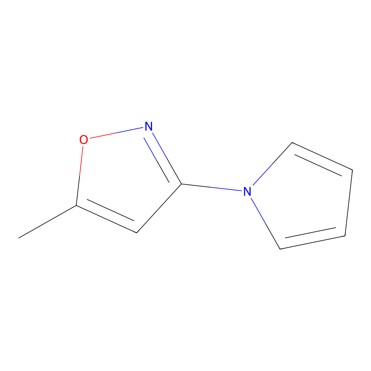 5-Methyl-3-(1H-pyrrol-1-YL)-isoxazole molecular structure, CAS 358332-83-9