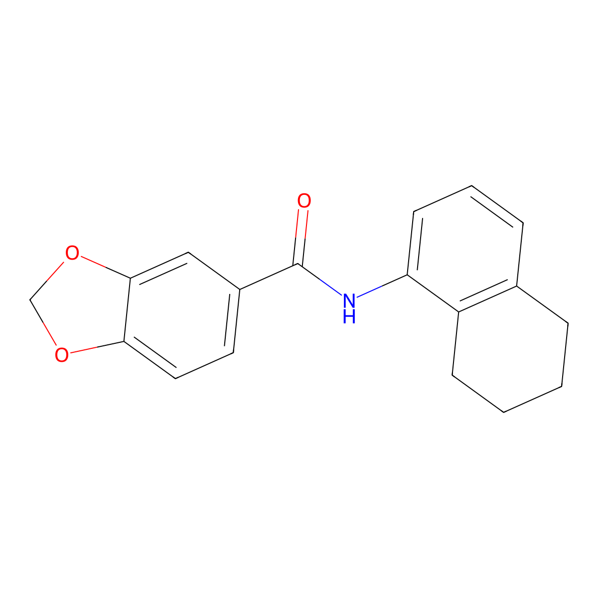 N-(5,6,7,8-tetrahydronaphthalen-1-yl)-1,3-benzodioxole-5-carboxamide molecular structure, CAS 358336-07-9