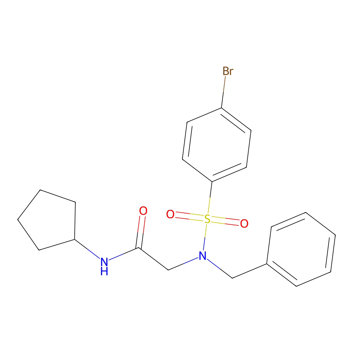 2-[benzyl-(4-bromophenyl)sulfonylamino]-N-cyclopentylacetamide molecular structure, CAS 358344-00-0