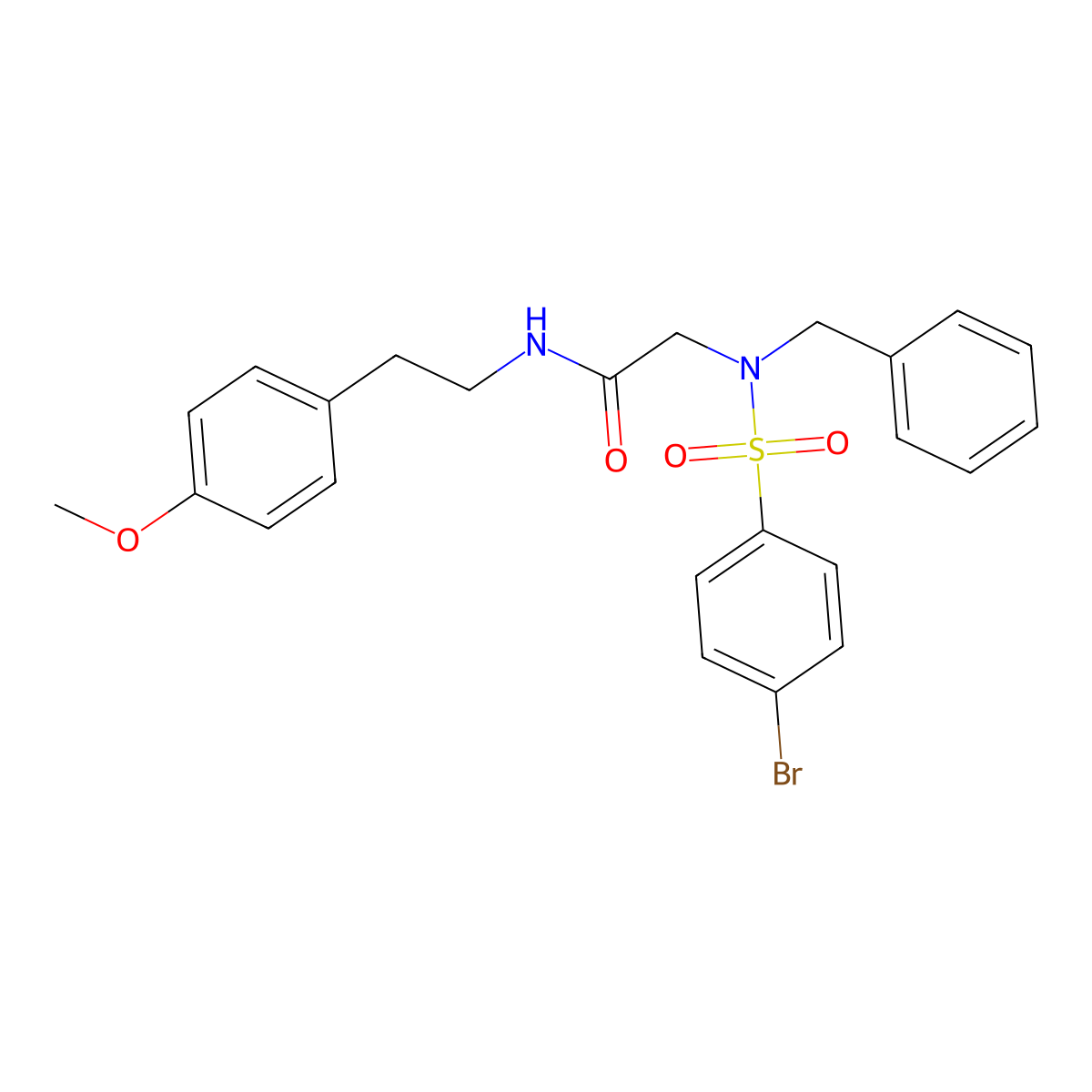 2-[benzyl-(4-bromophenyl)sulfonylamino]-N-[2-(4-methoxyphenyl)ethyl]acetamide molecular structure, CAS 358344-06-6