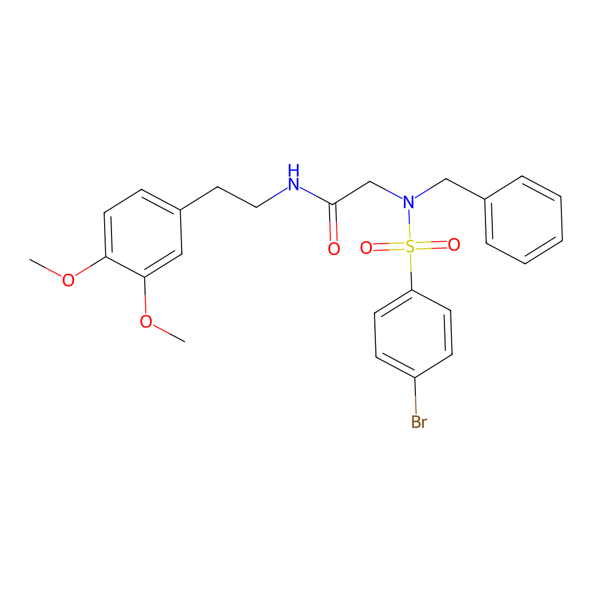 2-[benzyl-(4-bromophenyl)sulfonylamino]-N-[2-(3,4-dimethoxyphenyl)ethyl]acetamide molecular structure, CAS 358344-07-7