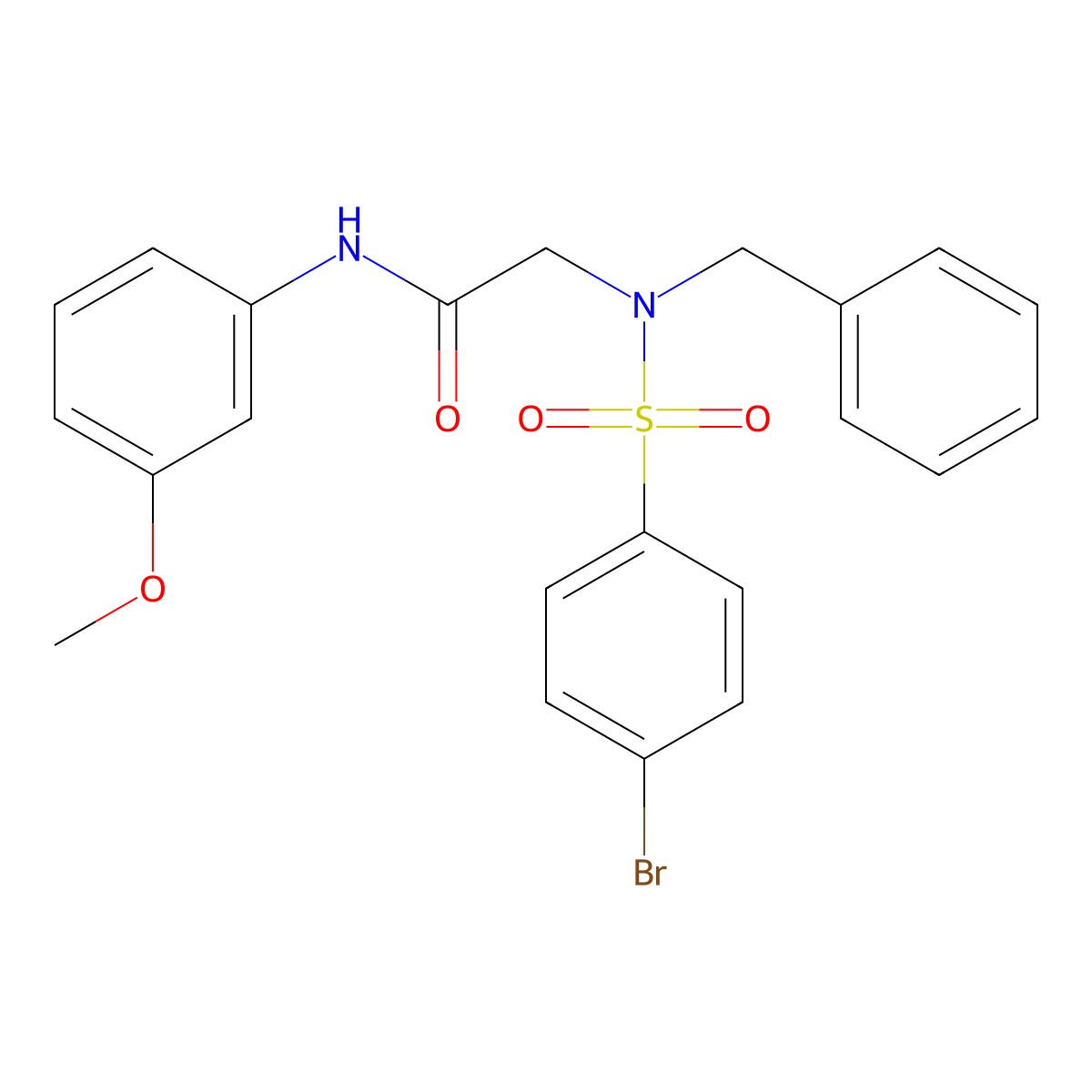 2-[benzyl-(4-bromophenyl)sulfonylamino]-N-(3-methoxyphenyl)acetamide molecular structure, CAS 358344-29-3
