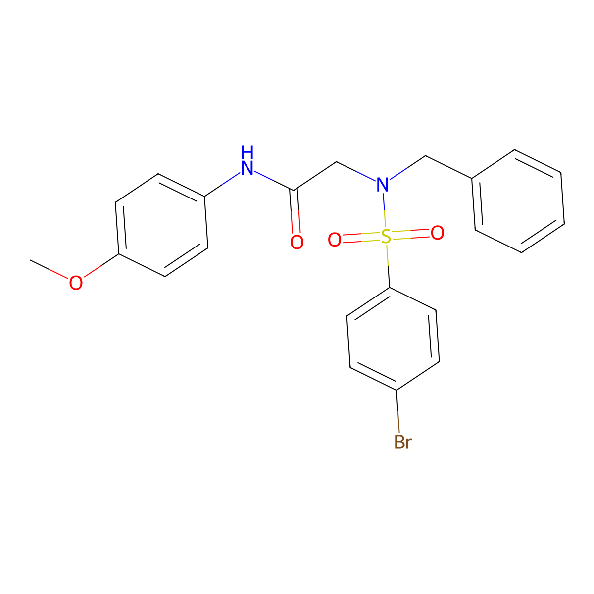 2-[benzyl-(4-bromophenyl)sulfonylamino]-N-(4-methoxyphenyl)acetamide molecular structure, CAS 358344-30-6