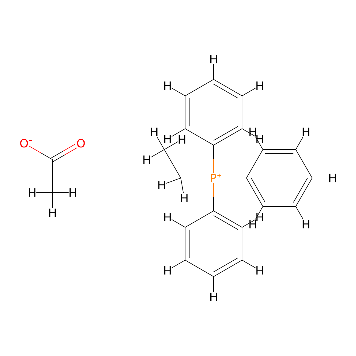 Ethyltriphenylphosphonium acetate molecular structure, CAS 35835-94-0