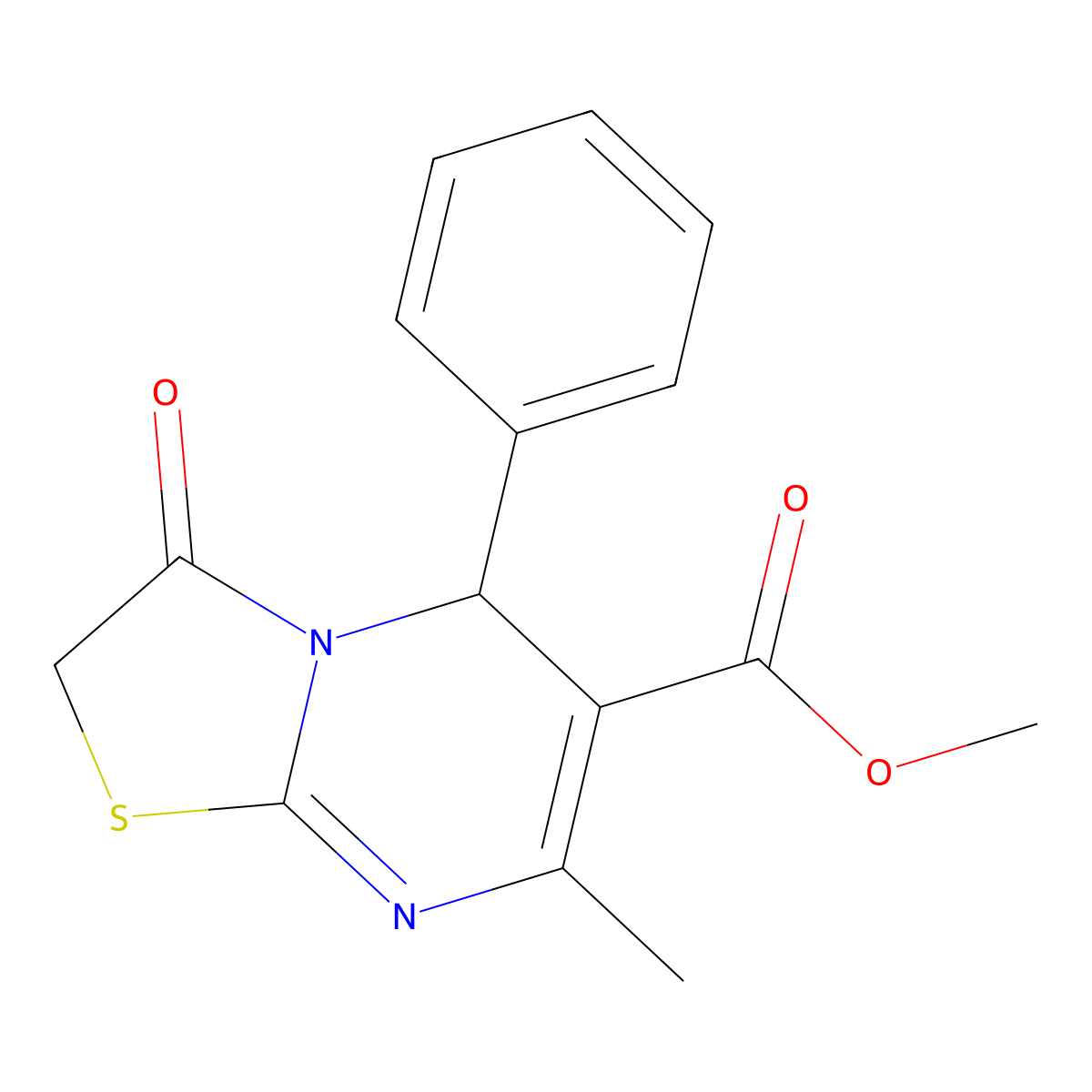 methyl 7-methyl-3-oxo-5-phenyl-3,5-dihydro-2H-thiazolo[3,2-a]pyrimidine-6-carboxylate molecular structure, CAS 358353-50-1