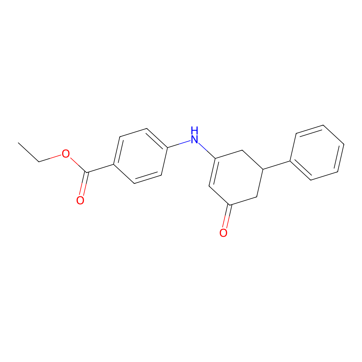 Ethyl 4-[(3-oxo-5-phenylcyclohex-1-en-1-yl)amino]benzoate molecular structure, CAS 358354-87-7