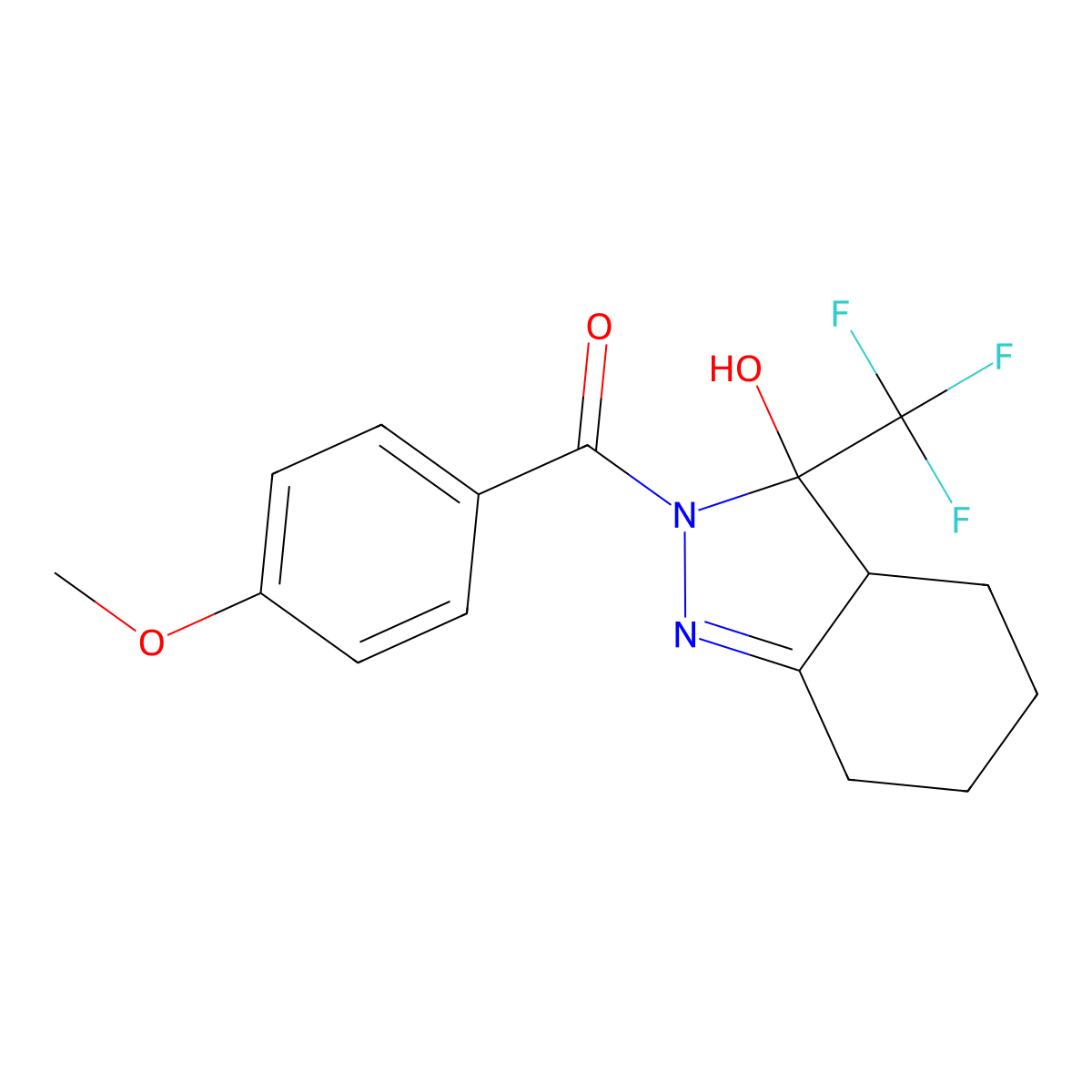 [3-hydroxy-3-(trifluoromethyl)-4,5,6,7-tetrahydro-3aH-indazol-2-yl]-(4-methoxyphenyl)methanone molecular structure, CAS 358355-70-1