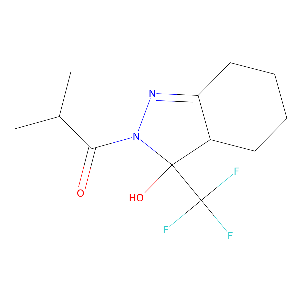 1-[3-hydroxy-3-(trifluoromethyl)-4,5,6,7-tetrahydro-3aH-indazol-2-yl]-2-methylpropan-1-one molecular structure, CAS 358355-88-1